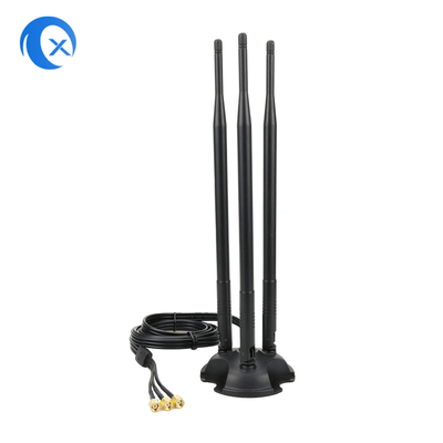2.4G / 5G Ba 7dBi ăng-ten WiFi Bluetooth Wireless Extender ăng-ten gắn từ với đầu nối nam RP-SMA