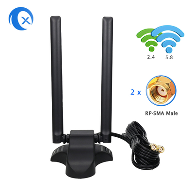 Nhóm băng kép 2.4GHz 5GHz RP-SMA ăng-ten WiFi với cáp mở rộng 6,5 feet cho PC máy tính để bàn không dây Bluetooth