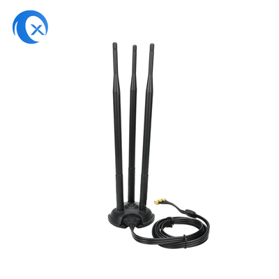 2.4G / 5G Ba 7dBi ăng-ten WiFi Bluetooth Wireless Extender ăng-ten gắn từ với đầu nối nam RP-SMA