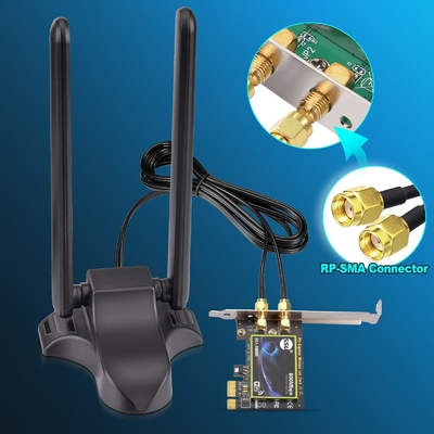 WiFi 6E ăng-ten Tri-Band 2.4GHz 5GHz 6GHz Cơ sở từ tính ăng-ten WiFi RP-SMA Connector cho PC Desktop Wireless Router